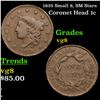 Image 1 : 1835 Small 8, SM Stars Coronet Head Large Cent 1c Grades vg, very good