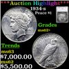 ***Auction Highlight*** 1934-s Peace Dollar $1 Graded ms62+ By SEGS (fc)
