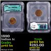 Proof 1890 Indian Cent 1c Graded pr62 bn By ICG