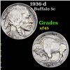 Image 1 : 1936-d Buffalo Nickel 5c Grades xf+