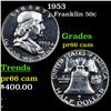Image 1 : Proof 1953 Franklin Half Dollar 50c Graded pr66 cam