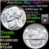 Image 1 : ***Auction Highlight*** 1942-s Jefferson Nickel Near TOP POP! 5c Graded ms67+ BY SEGS (fc)