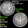Image 1 : 1902-p Barber Quarter 25c Grades vf++