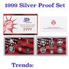 Image 1 : 1999 United States Mint Silver Proof Set. 8 Coins Inside, about 1.3 ounces of pure silver.