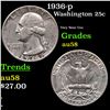 Image 1 : 1936-p Washington Quarter 25c Grades Choice AU/BU Slider