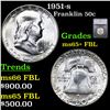 Image 1 : 1951-s Franklin Half Dollar 50c Graded ms65+ FBL By SEGS
