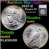 ***Auction Highlight*** 1927-d Peace Dollar $1 Graded ms64 By SEGS (fc)