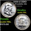 1959-d Franklin Half Dollar DDO 50c Grades GEM+ FBL