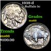 Image 1 : 1938-d Buffalo Nickel 5c Grades GEM+ Unc