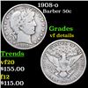 1908-o Barber Half Dollars 50c Grades vf details