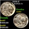 Image 1 : 1938-d Buffalo Nickel 5c Grades GEM++ Unc