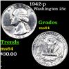 Image 1 : 1942-p Washington Quarter 25c Grades Choice Unc