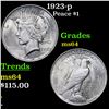 Image 1 : 1923-p Peace Dollar $1 Grades Choice Unc