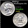 Image 1 : 1943-p Washington Quarter 25c Grades Choice AU/BU Slider