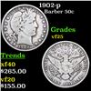 Image 1 : 1902-p Barber Half Dollars 50c Grades vf+