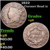 Image 1 : 1822 Coronet Head Large Cent 1c Grades vg, very good