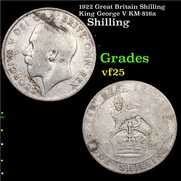 1922 Great Britain Shilling King George V KM-816a Grades vf+