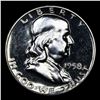 Image 2 : Proof 1958 Franklin Half Dollar 50c Grades GEM+ Proof Cameo