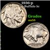 1936-p Buffalo Nickel 5c Grades Select AU