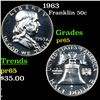 Image 1 : Proof 1963 Franklin Half Dollar 50c Grades GEM Proof