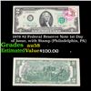 Image 1 : 1976 $2 Federal Reserve Note 1st Day of Issue, with Stamp (Philadelphia, PA) Grades Choice AU/BU Sli