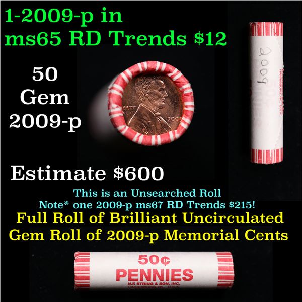 Shotgun Lincoln 1c roll, 2009-p Lincoln-Formative Years Bi-centennial 50 pcs N.F String & Son Wrappe