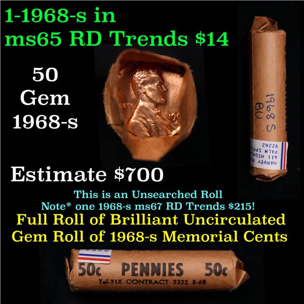 Lincoln 1c roll, 1968-s 50 pcs Wrapper.