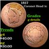 Image 1 : 1817 Coronet Head Large Cent 1c Grades g details