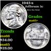 Image 1 : 1943-s Jefferson Nickel 5c Grades GEM+ Unc