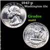 Image 1 : 1947-p Washington Quarter 25c Grades Select Unc