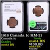 Image 1 : NGC 1918 Canada 1c KM-21 Graded ms63 BN By NGC