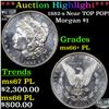 Image 1 : ***Auction Highlight*** 1882-s Morgan Dollar NEAR TOP POP! $1 Graded GEM++ PL By USCG (fc)