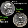 Image 1 : Proof 1942 Washington Quarter 25c Grades GEM+ Proof