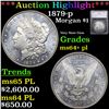 Image 1 : ***Auction Highlight*** 1879-p Morgan Dollar $1 Graded ms64+ pl By SEGS (fc)