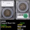 Image 1 : 1808 Capped Bust Half Dollar 50c Graded xf40 details By SEGS