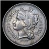 Image 2 : 1867 Three Cent Copper Nickel 3cn Grades Select AU