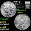 Image 1 : 1934-p Peace Dollar $1 Graded ms64+ By SEGS