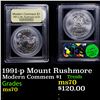 Image 1 : 1991-p Mount Rushmore Modern Commem Dollar $1 Graded ms70, Perfection BY USCG