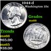Image 1 : 1944-d Washington Quarter 25c Grades GEM+ Unc