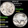 Image 1 : 1914-d Buffalo Nickel 5c Grades Select AU