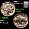 Image 1 : 1938-d Buffalo Nickel 5c Graded ms67 By SEGS