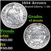 Image 1 : 1854 Arrows Seated Liberty Half Dime 1/2 10c Grades vf details