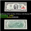 Image 1 : 1976 $2 Federal Reserve Note 1st Day of Issue, with Stamp (Philadelphia, PA) Grades Gem CU