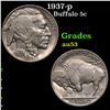 Image 1 : 1937-p Buffalo Nickel 5c Grades Select AU