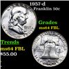 Image 1 : 1957-d Franklin Half Dollar 50c Grades Choice Unc FBL
