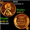Image 1 : Proof 1942 Lincoln Cent 1c Grades Gem+ Proof Red