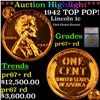 Proof ***Auction Highlight*** 1942 Lincoln Cent TOP POP! 1c Graded pr67+ rd BY SEGS (fc)