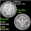 Image 1 : 1906-p Barber Half Dollars 50c Grades vf+