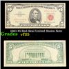 1963 $5 Red Seal United States Note Grades vf+