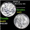 Image 1 : 1945-p Mercury Dime 10c Grades GEM Unc